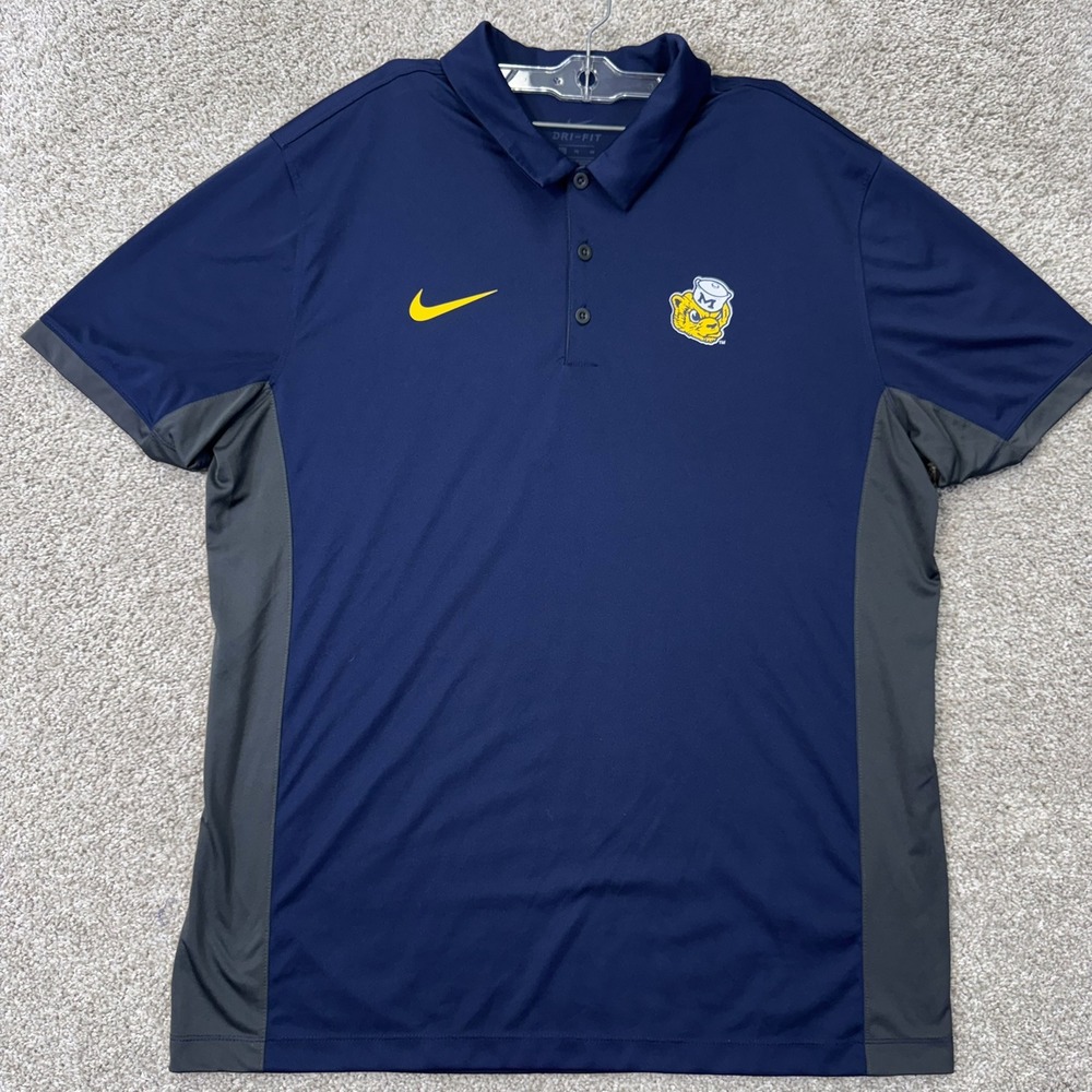 Michigan Nike Polo Mens XL Dri-FIT Navy Blue NCAA Football EUC